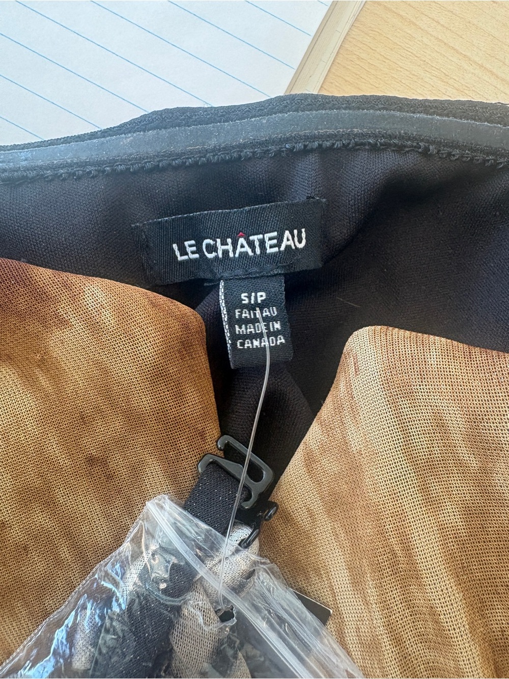 Le Chateau Brown & Black Sheer Strapless Dress - Picture 6 of 6